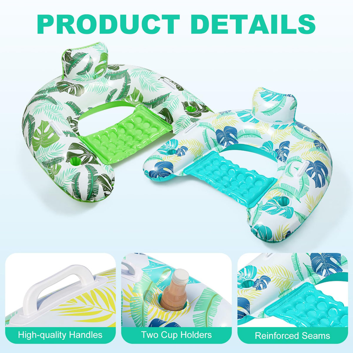 2 Pack Inflatable Pool Float Chair with Cup Holder Y121