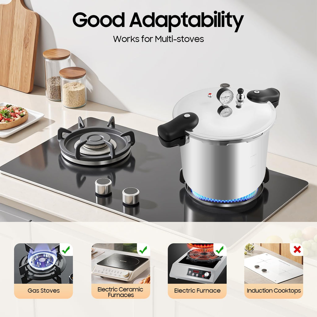 23 Quart Aluminum Pressure Cooker with Pressure Gauge & Release Valve M6299