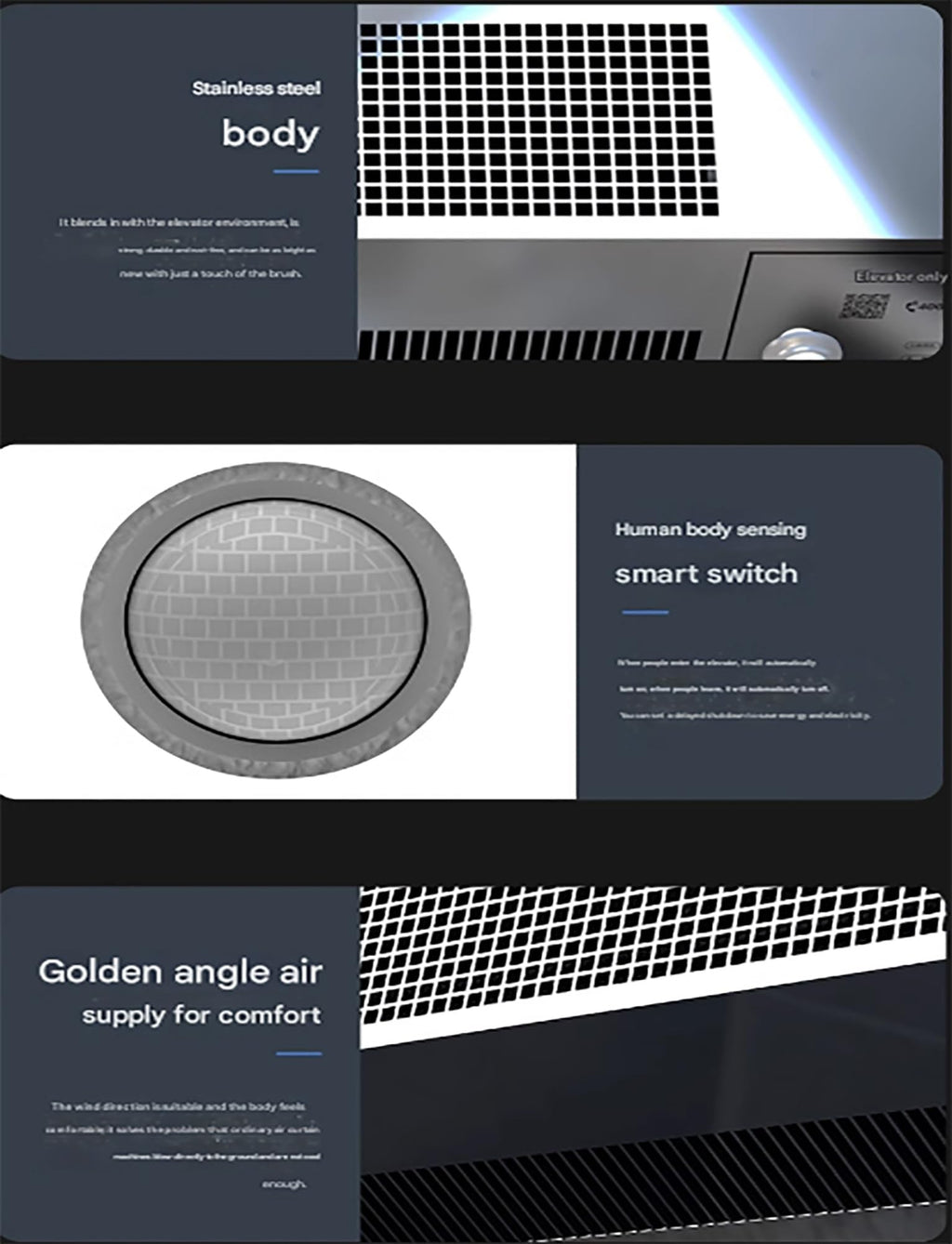 Elevator Air Curtain with Human Sensor Silver Q526