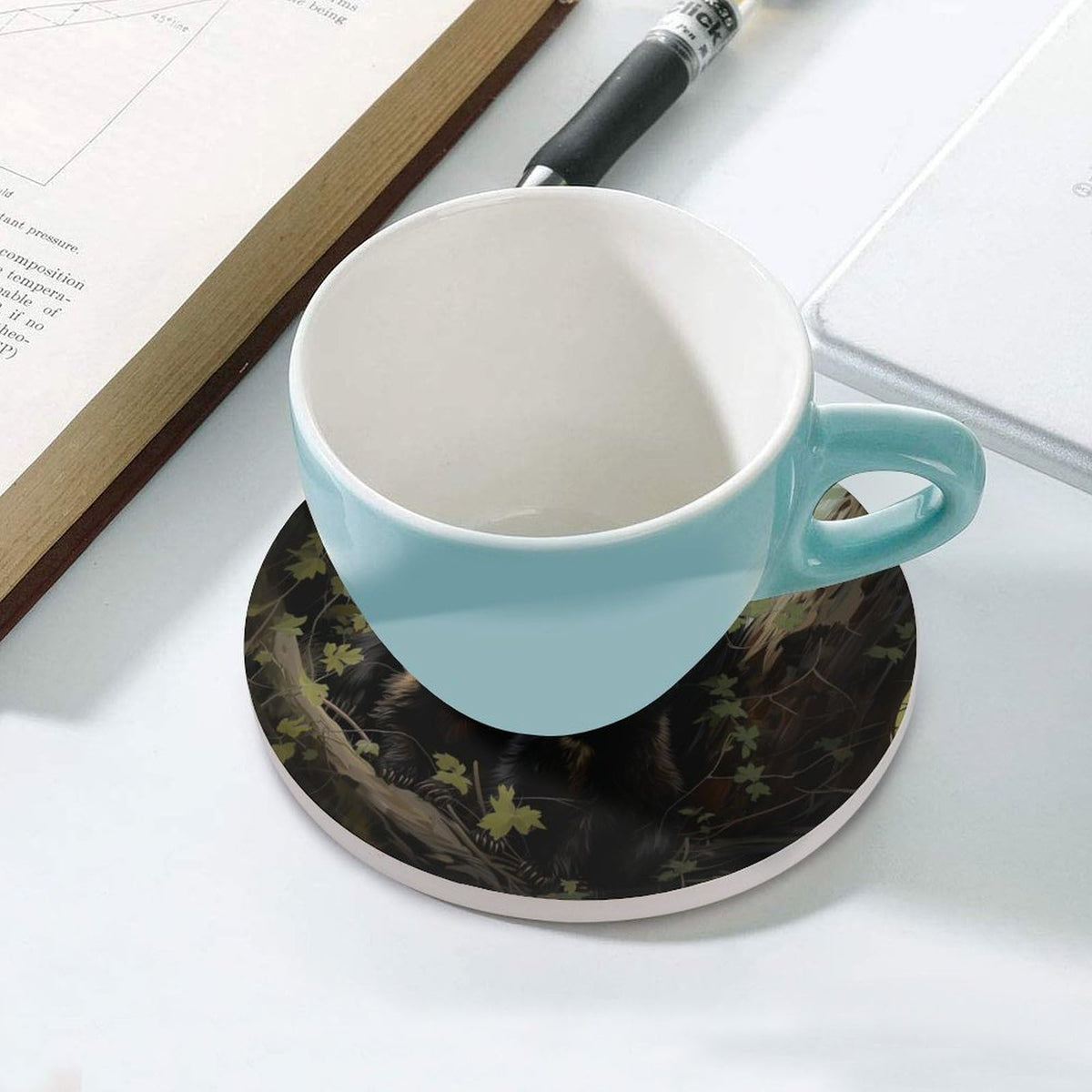 Absorbent Ceramic Stone Coasters Set of 4 Cork Base H352704