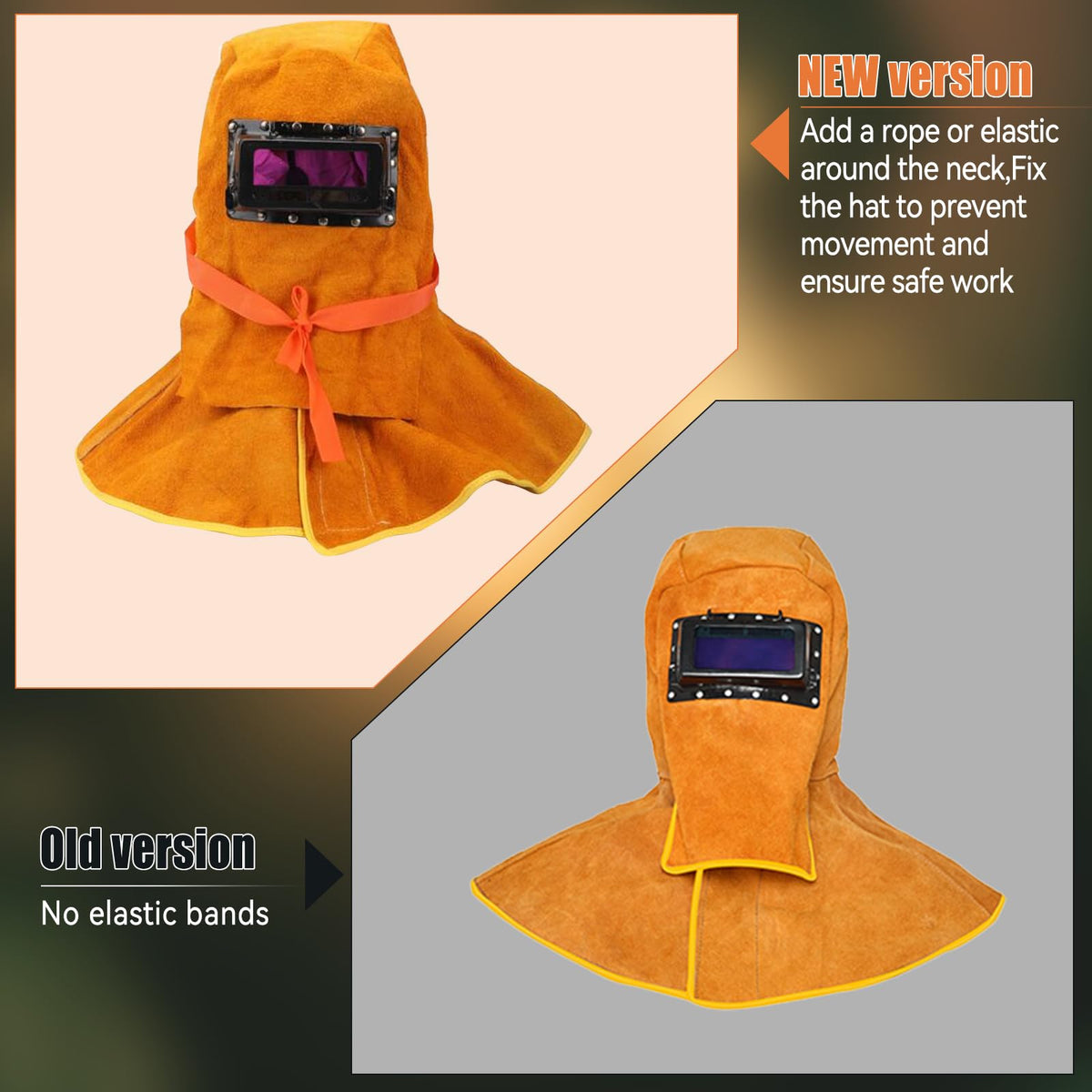 Cowhide Leather Welding Hood with Auto Darkening Filter E6652