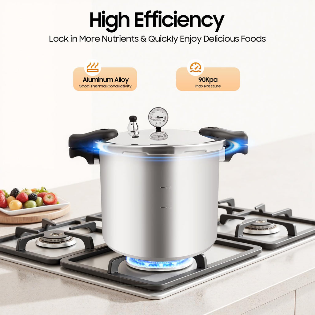 23 Quart Aluminum Pressure Cooker with Pressure Gauge & Release Valve M6299