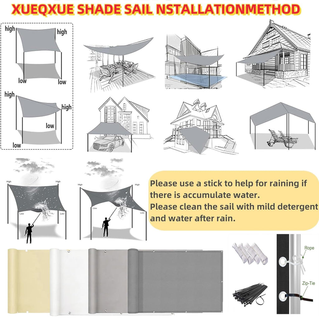 Light Gray 3.3′x3.3′ Waterproof UV Resistant Privacy Screen V5881