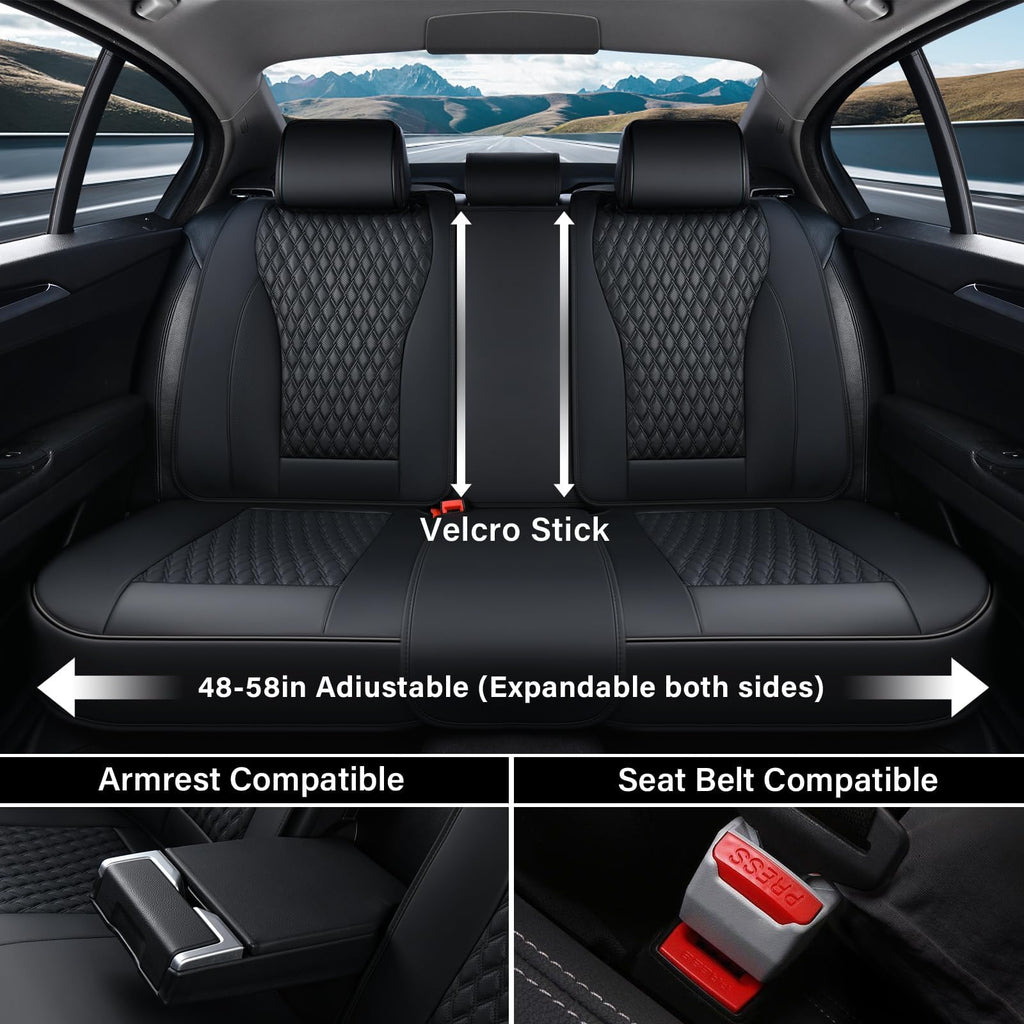 Black 5 Seats Nappa Leather Car Seat Covers Full Set H103