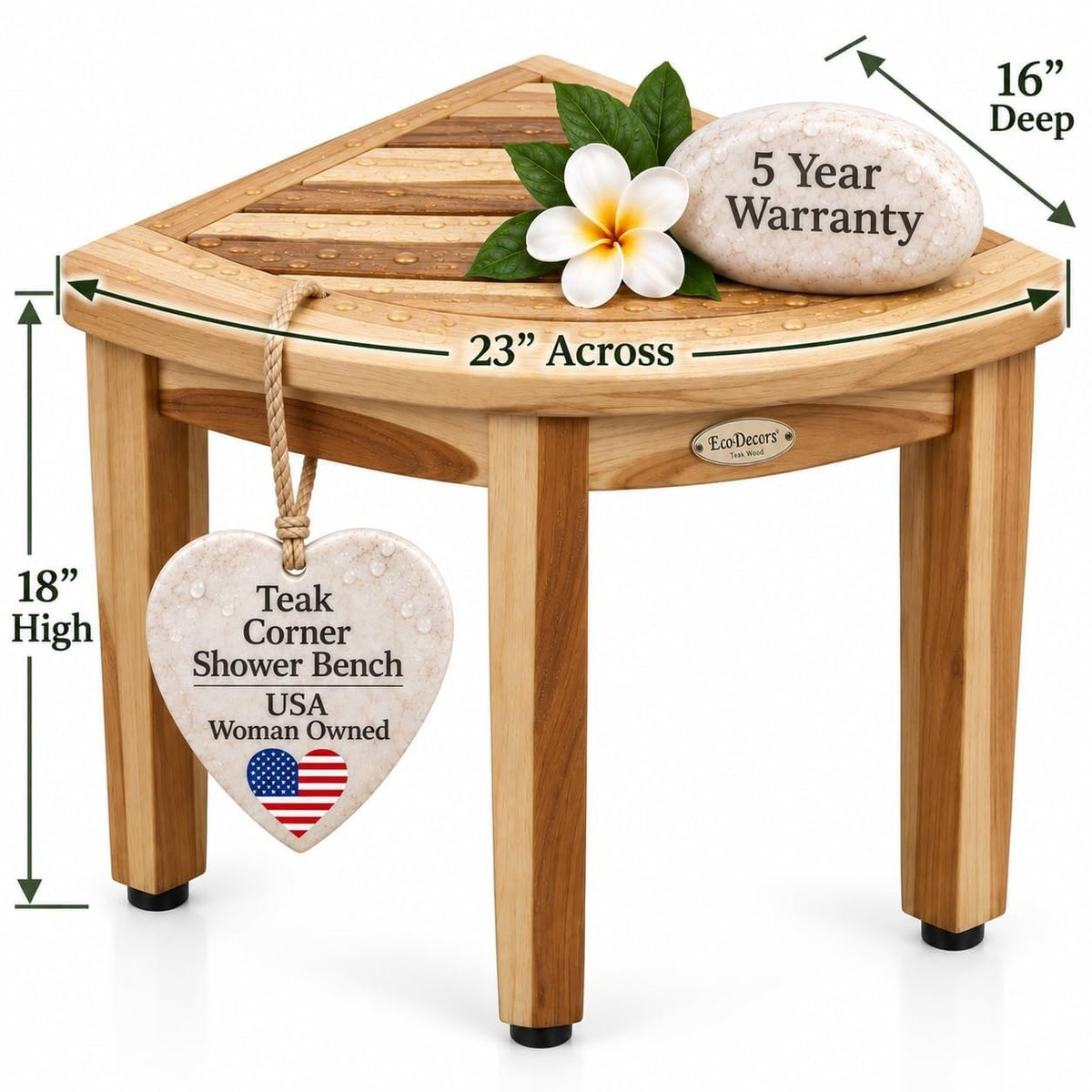 18” Teak Corner Shower Bench I65029