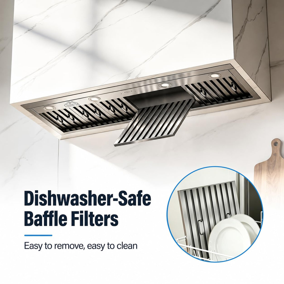 48 inch Stainless Steel Built-in Range Hood with Liner and Baffle Filter M631033