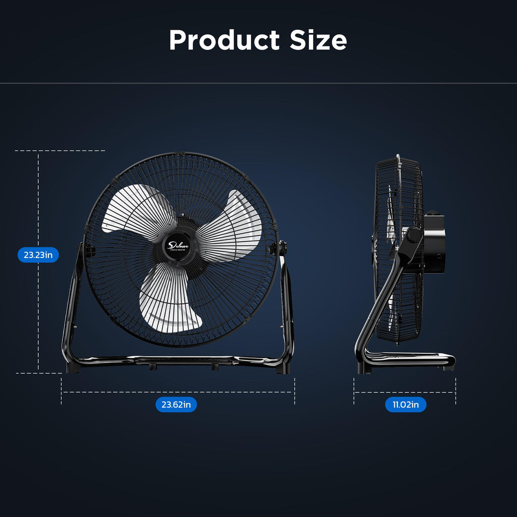 20 Inch 3-Speed High Velocity Metal Industrial Floor Fan I848276