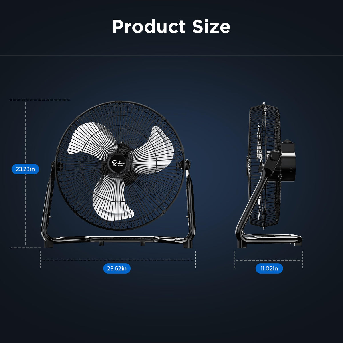 20 Inch 3-Speed High Velocity Metal Industrial Floor Fan I848276