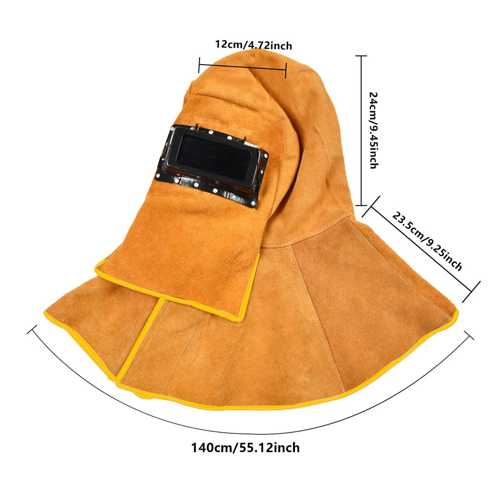 Cowhide Leather Welding Hood with Auto Darkening Filter E6652