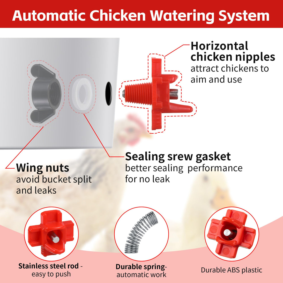 12 Pcs Horizontal Chicken Waterer Nipples with Drill Bit D993781
