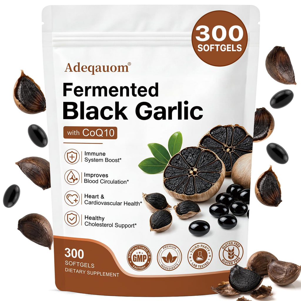 Black Aged Garlic Extract with CoQ10 Ubiquinol & Vitamin K2, 300 Softgels S3473
