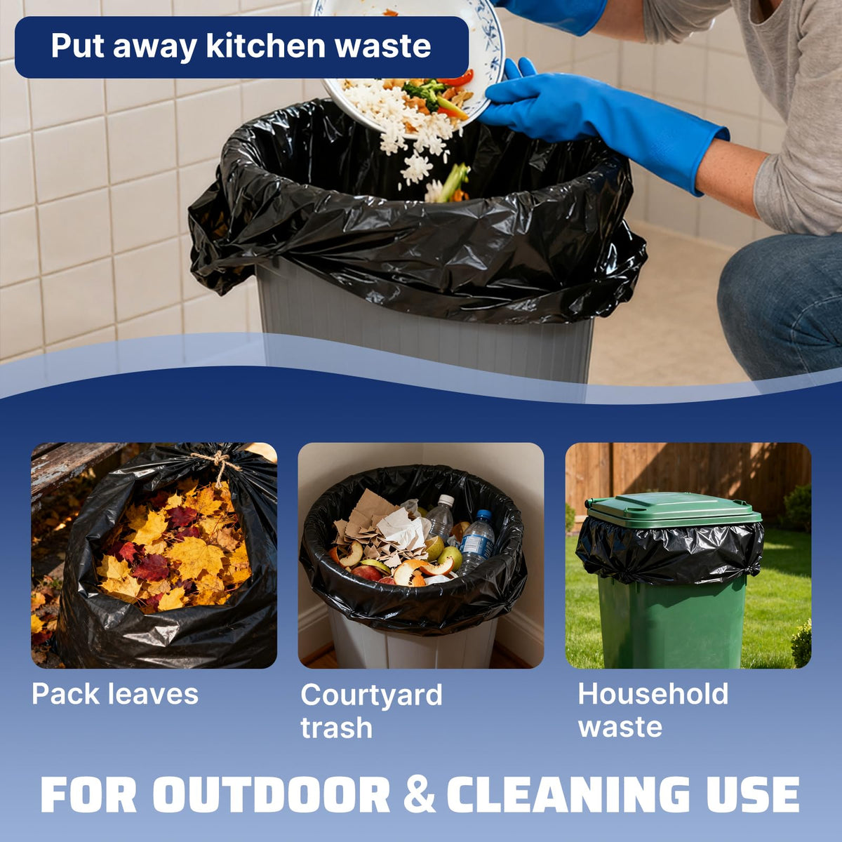 40-45 Gallon 100 Count 21 Micron HDPE Trash Bags L29865