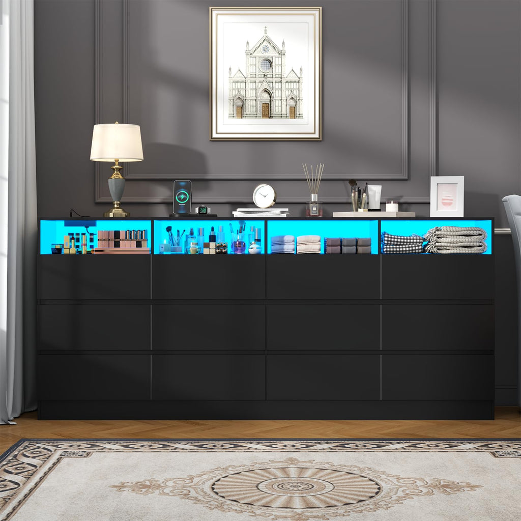 6 Drawer Dresser with Power Outlet and LED Lights X57917