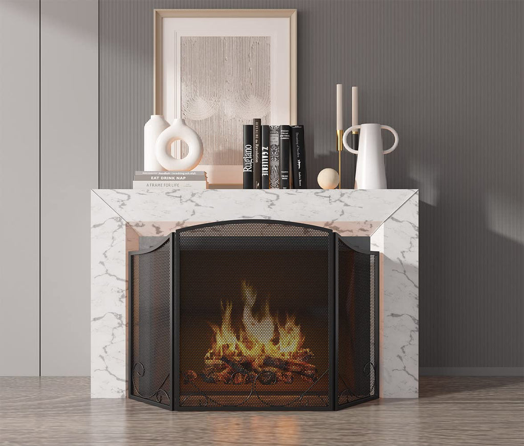 Black Wrought Iron Fireplace Screen V504