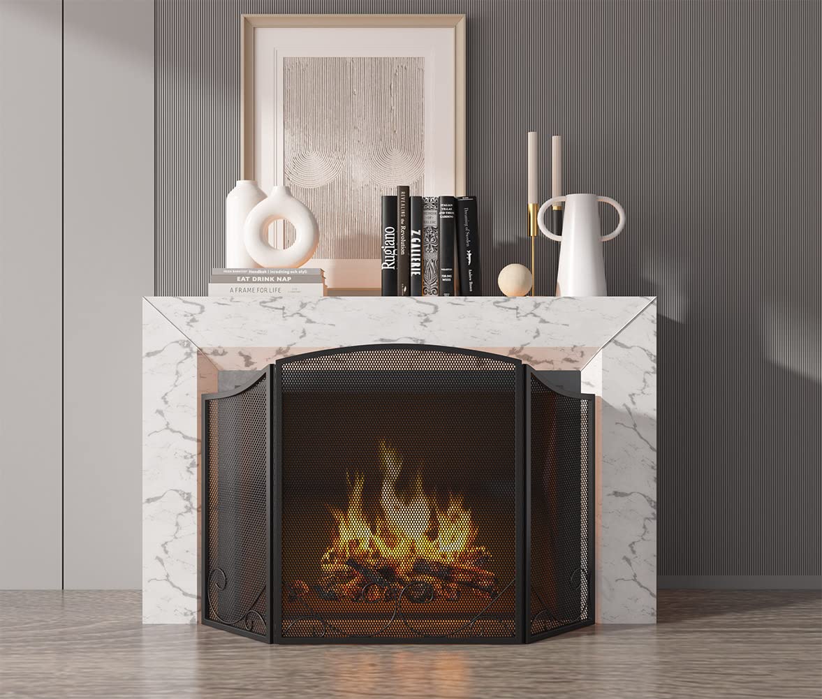Black Wrought Iron Fireplace Screen V504