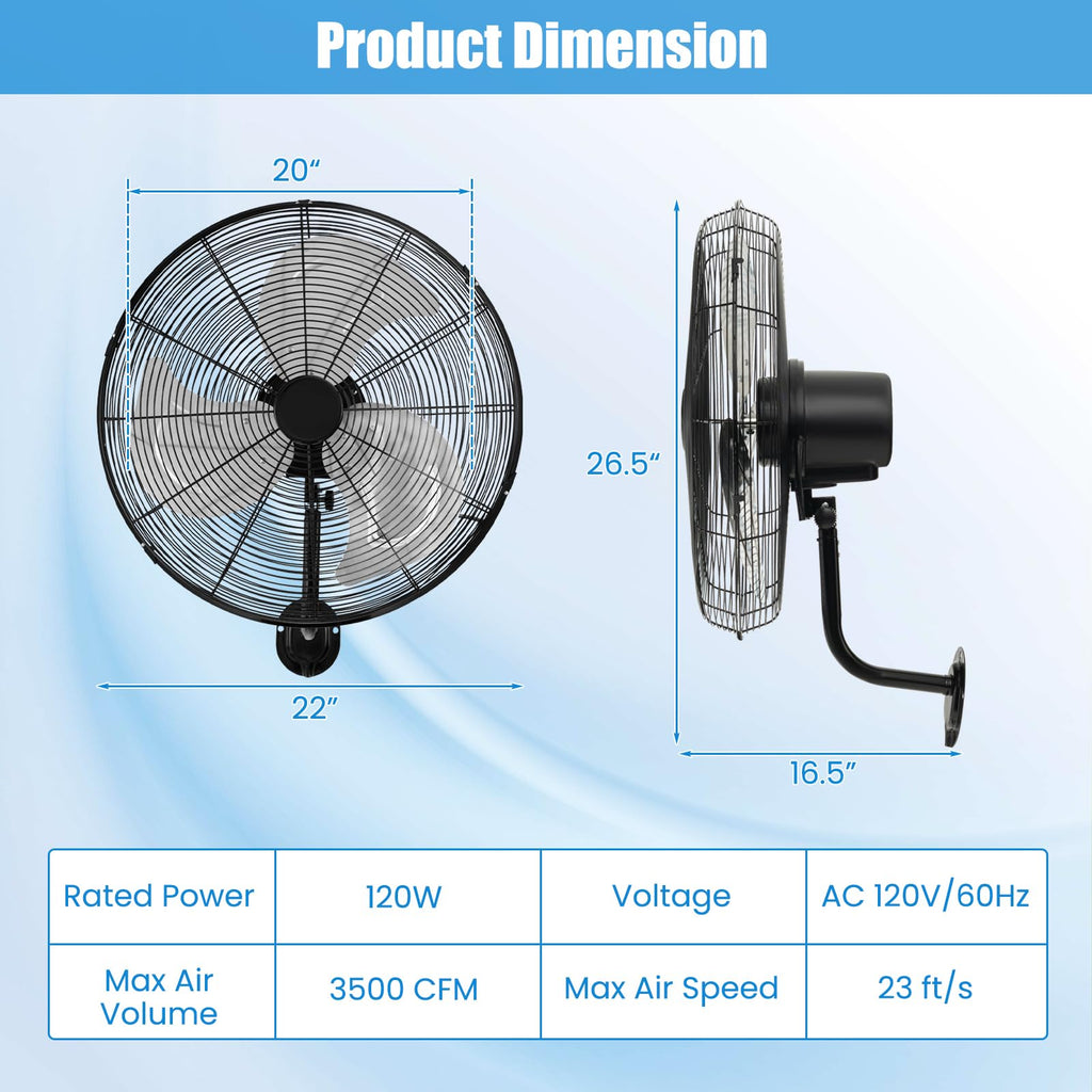 20 Inch Oscillating Wall Fan Z6345