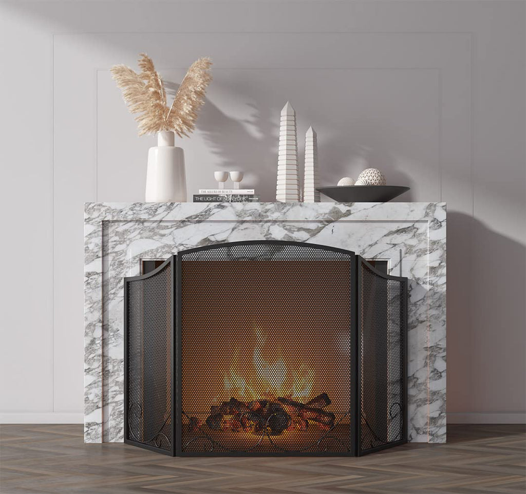 Black Wrought Iron Fireplace Screen V504