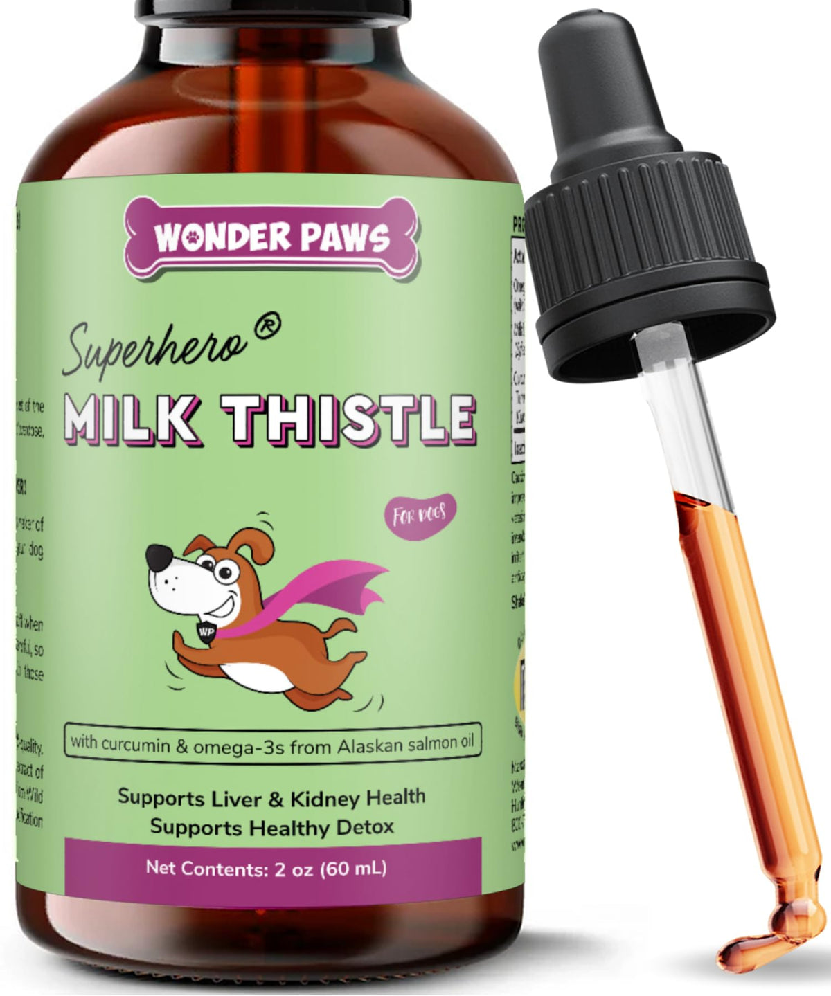Milk Thistle Liver Support for Dogs with Salmon Oil & Curcumin 2 Oz U2005