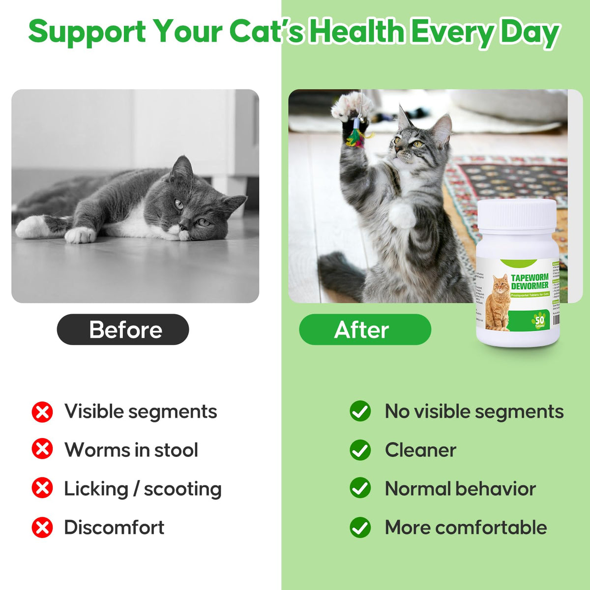 Cat Tapeworm Dewormer Tablets 50 Tablets H147865