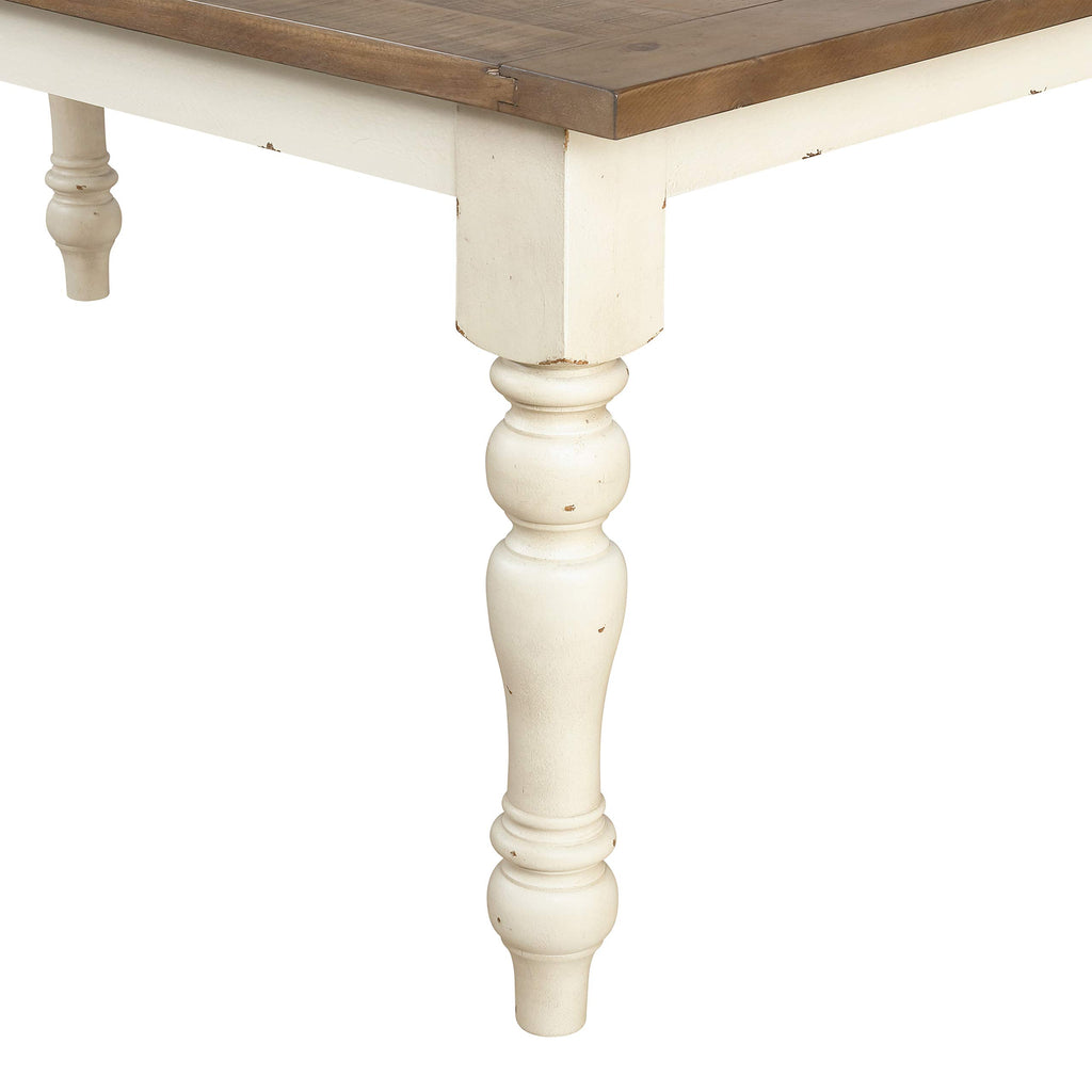 Antique White Two-Tone Oak Wood Dining Bench H295076