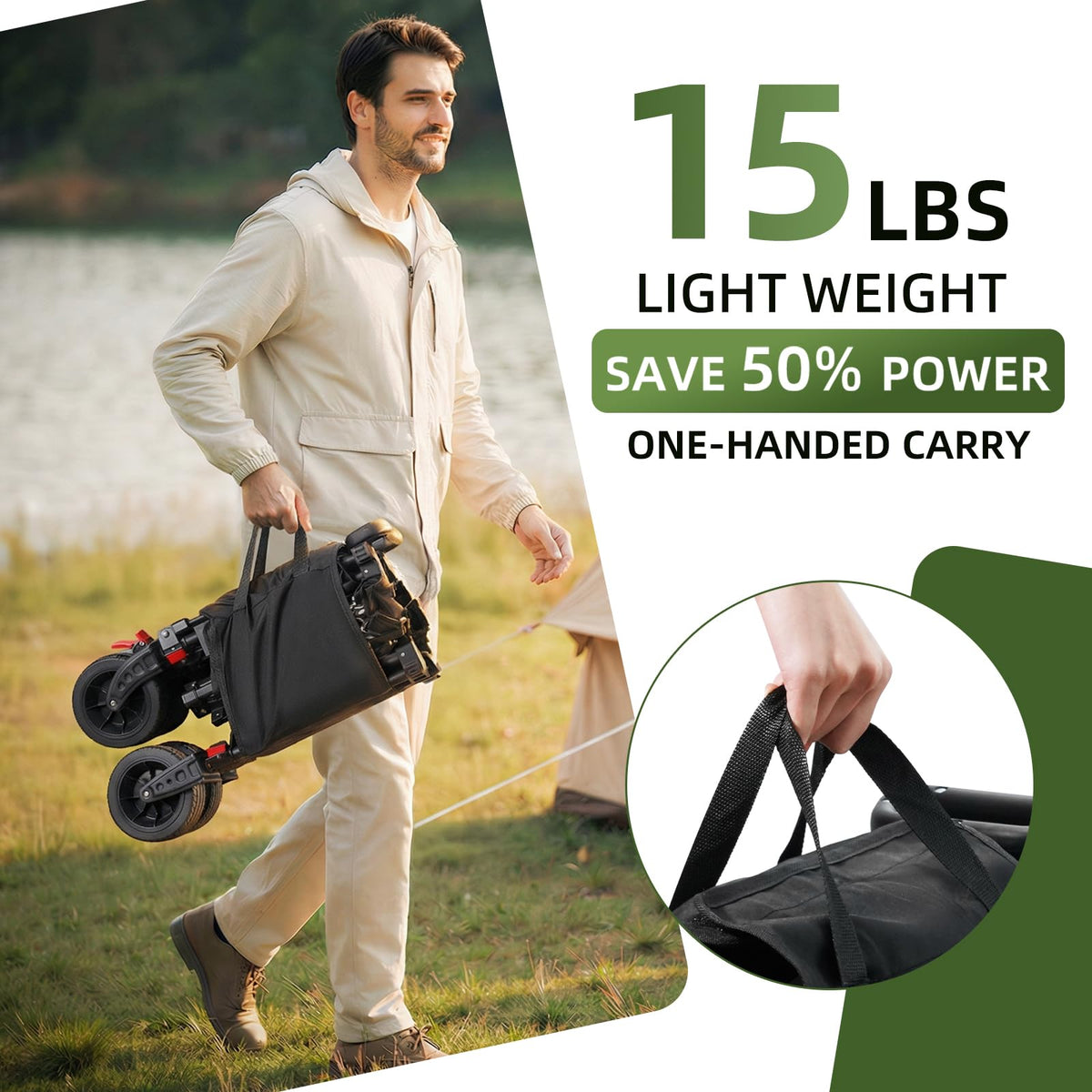 38" Collapsible Extended Wagon, 440lbs Capacity, 220L Heavy Duty Folding Cart, Black L71455