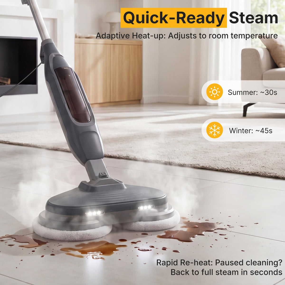 Dual Rotating Scrub & Steam Mop B4449
