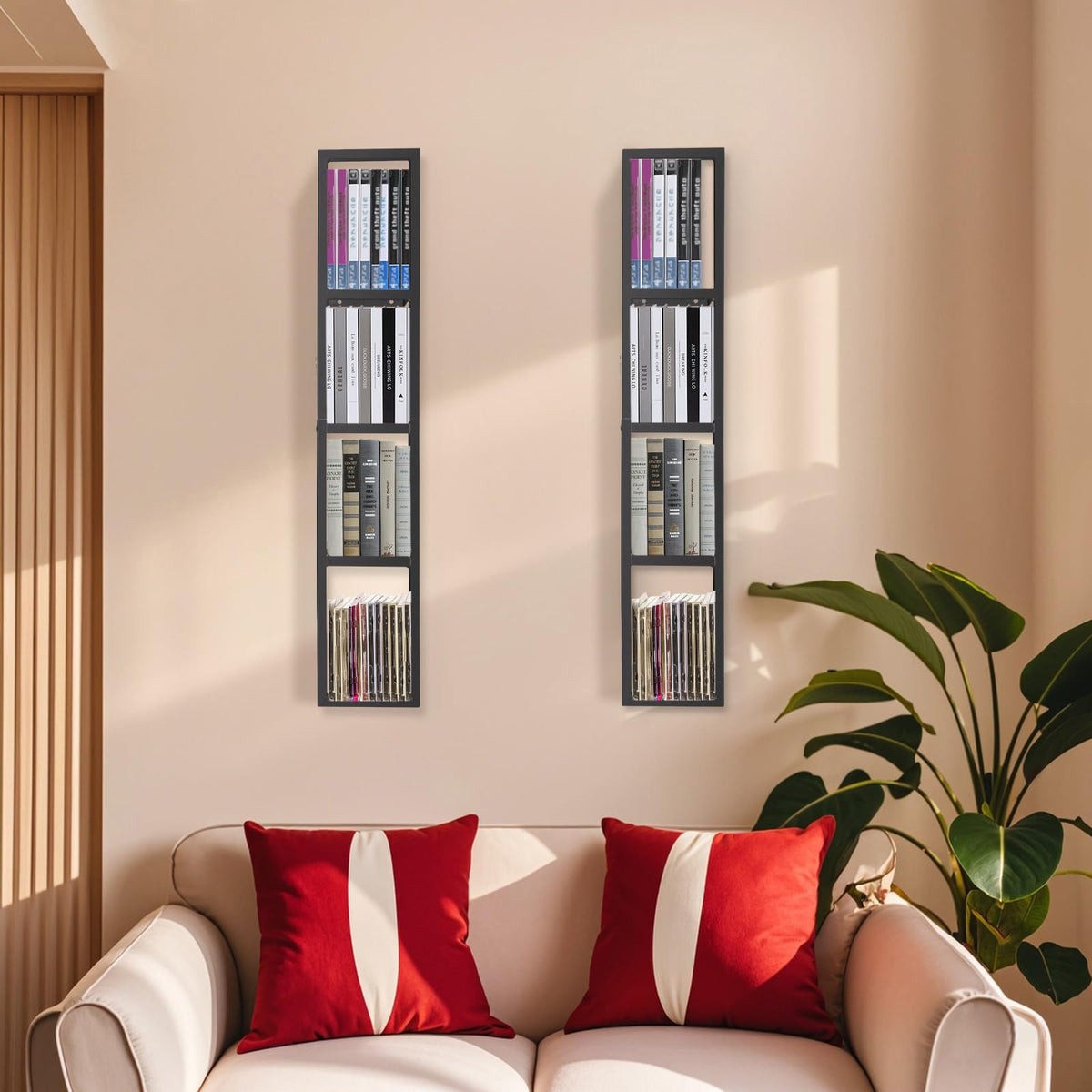 Black 2 Pcs 34Inch Metal Media Storage Rack H45815
