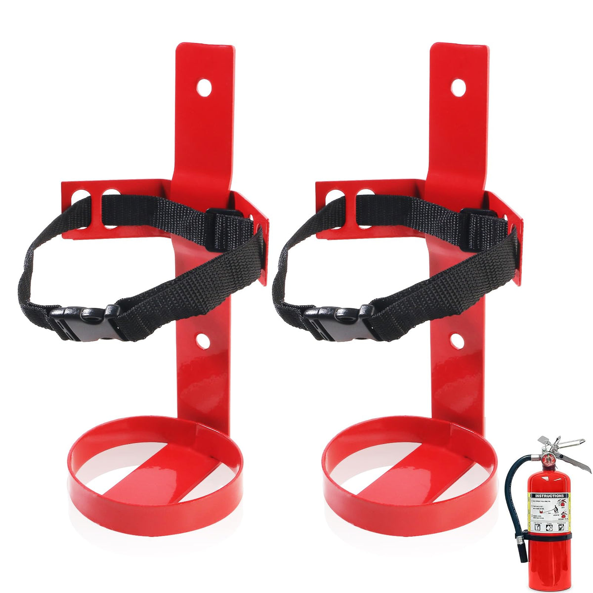 Fire Extinguisher Mount, 2.5LB Adjustable Straps Wall Hanging Holder 2Pcs F48083