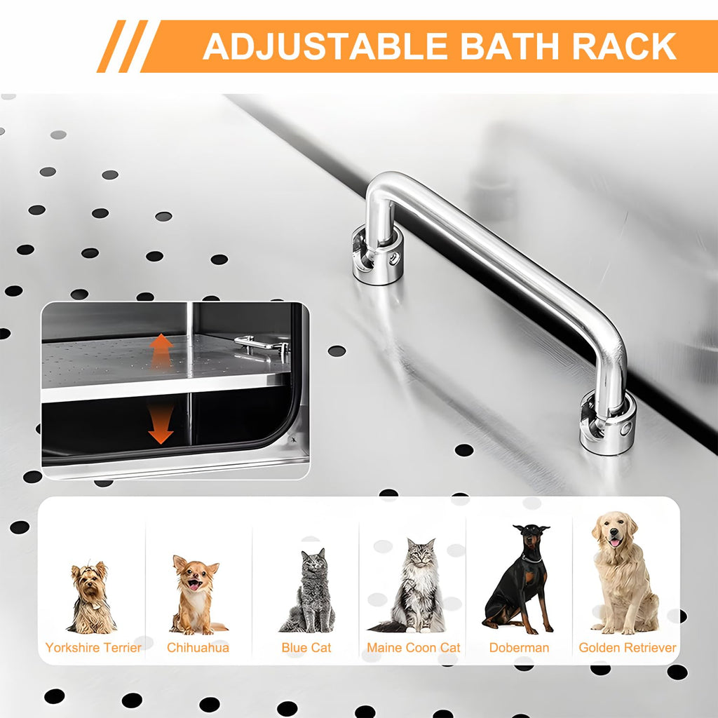 Stainless Steel Dog Grooming Tub with Stairs and Faucet K1923