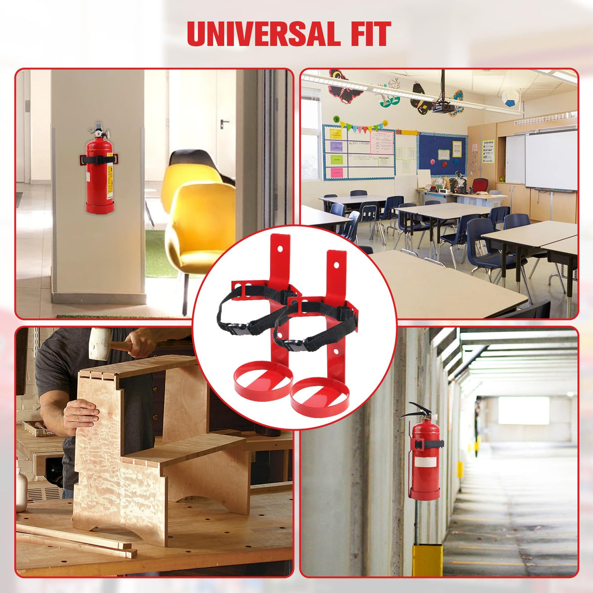 Fire Extinguisher Mount, 2.5LB Adjustable Straps Wall Hanging Holder 2Pcs F48083