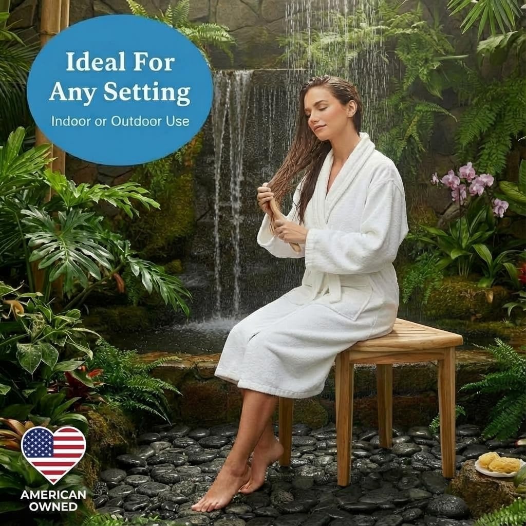 18” Teak Corner Shower Bench I65029