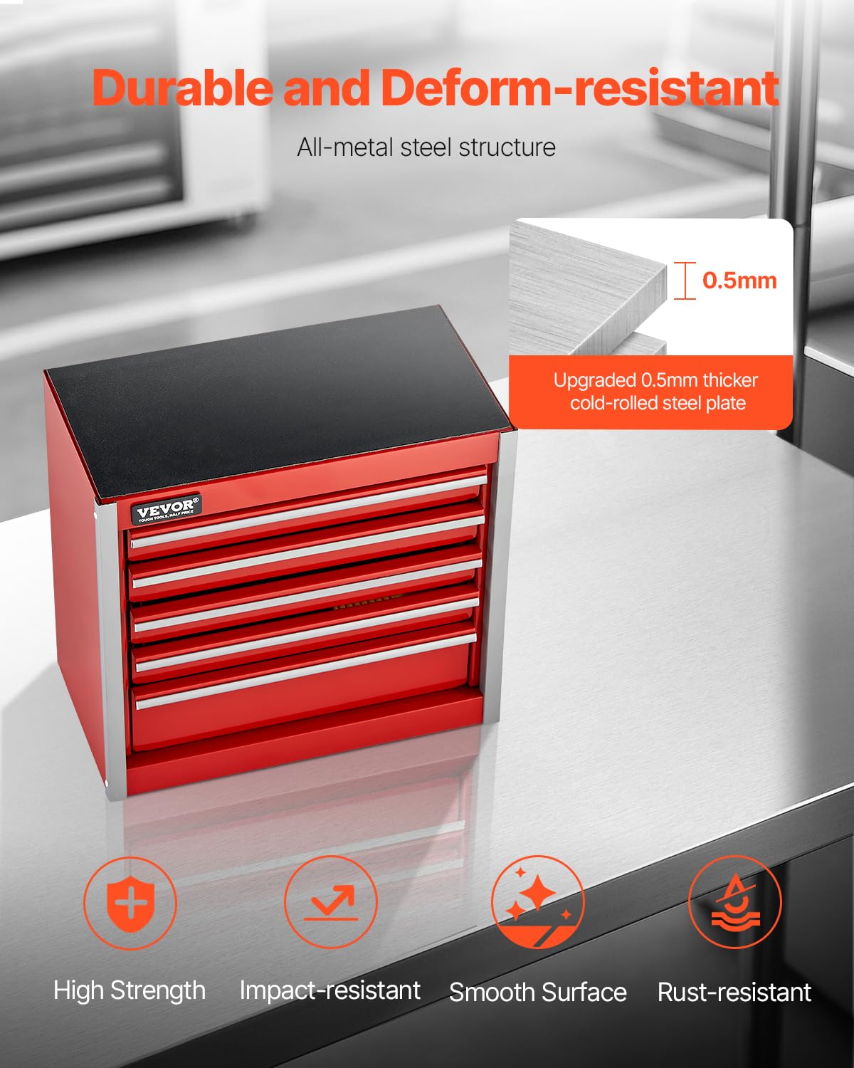 8.6-inch Portable Metal Tool Box with 5 Drawers A17499