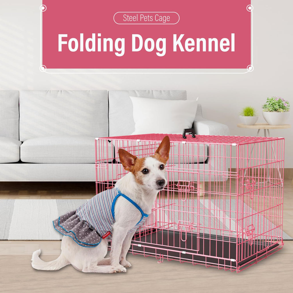 36" Metal Wire Folding Dog Crate with Divider Panel Y60528