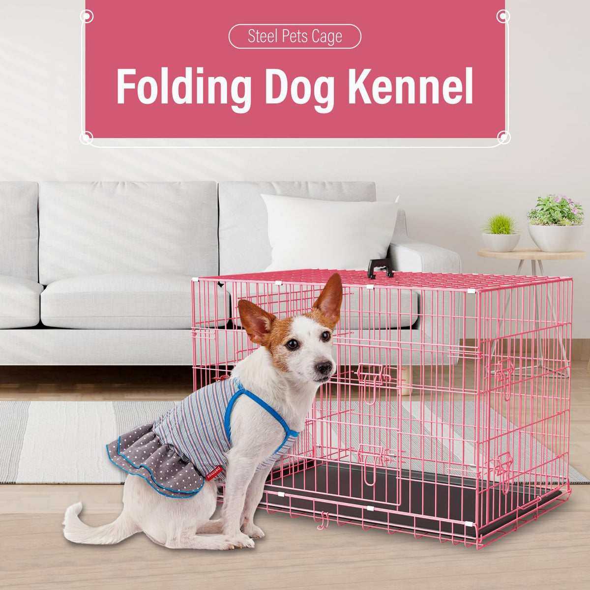 36" Metal Wire Folding Dog Crate with Divider Panel Y60528