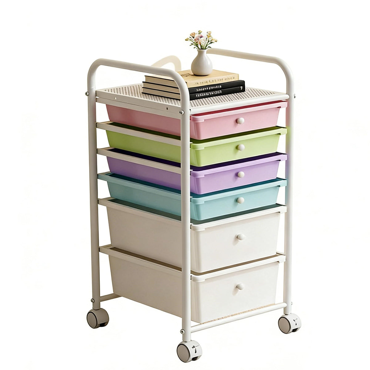 6 Drawers Rolling Storage Cart with Metal Frame B315