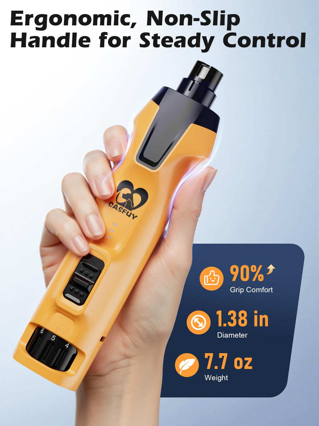 6-Speed Dog Nail Grinder with Dust Cap & 2 LED Lights & 2000mAh Battery X87069