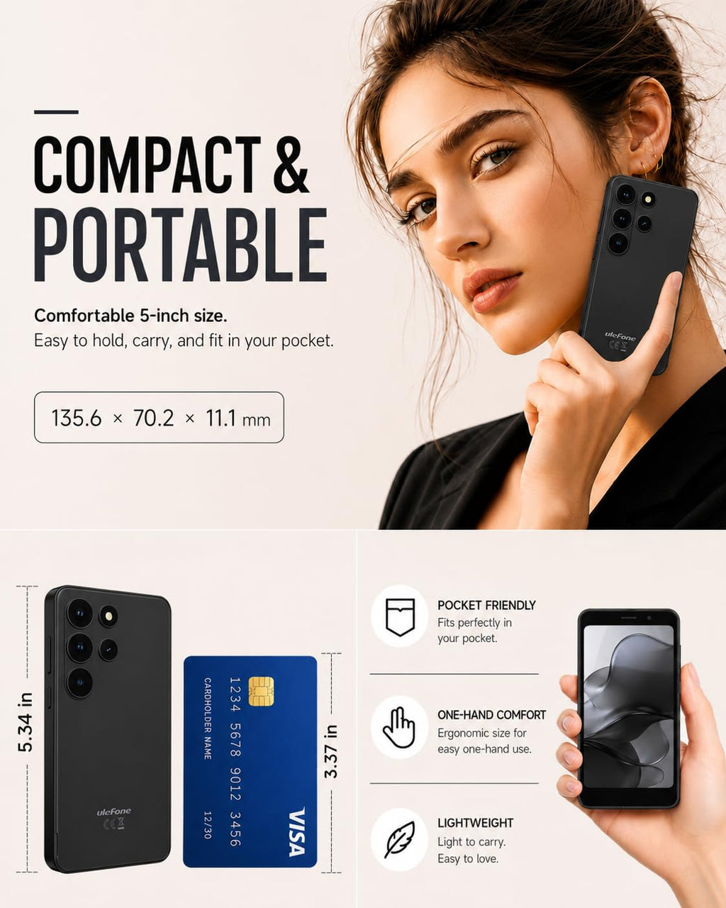 Unlocked 5" Compact Android Smartphone Y1708