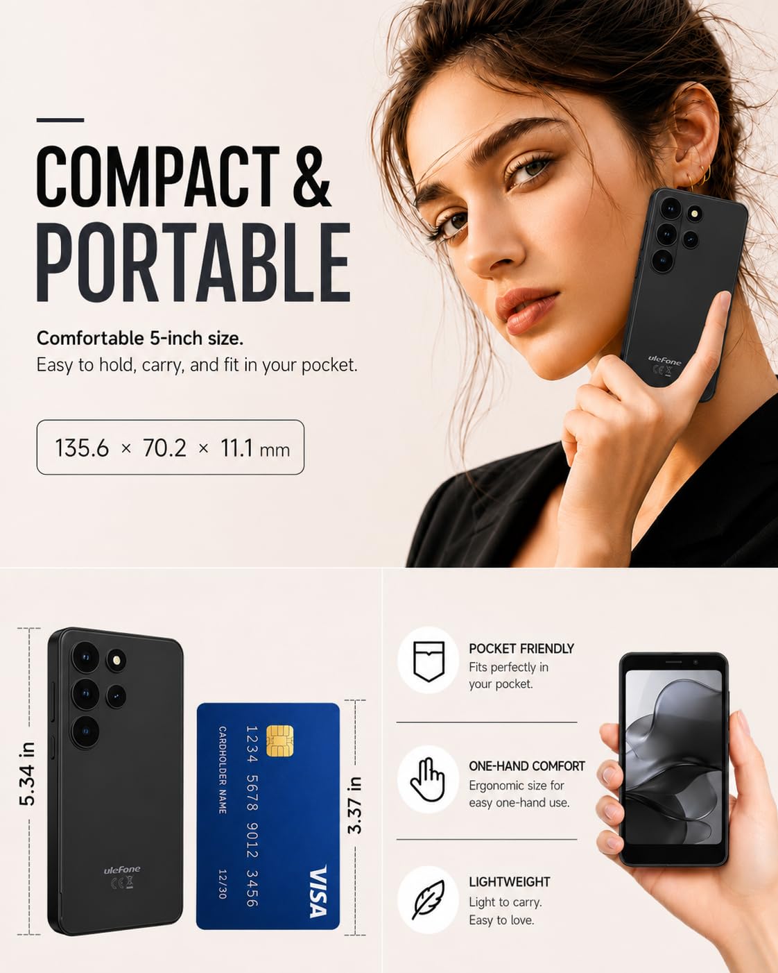 Unlocked 5" Compact Android Smartphone Y1708