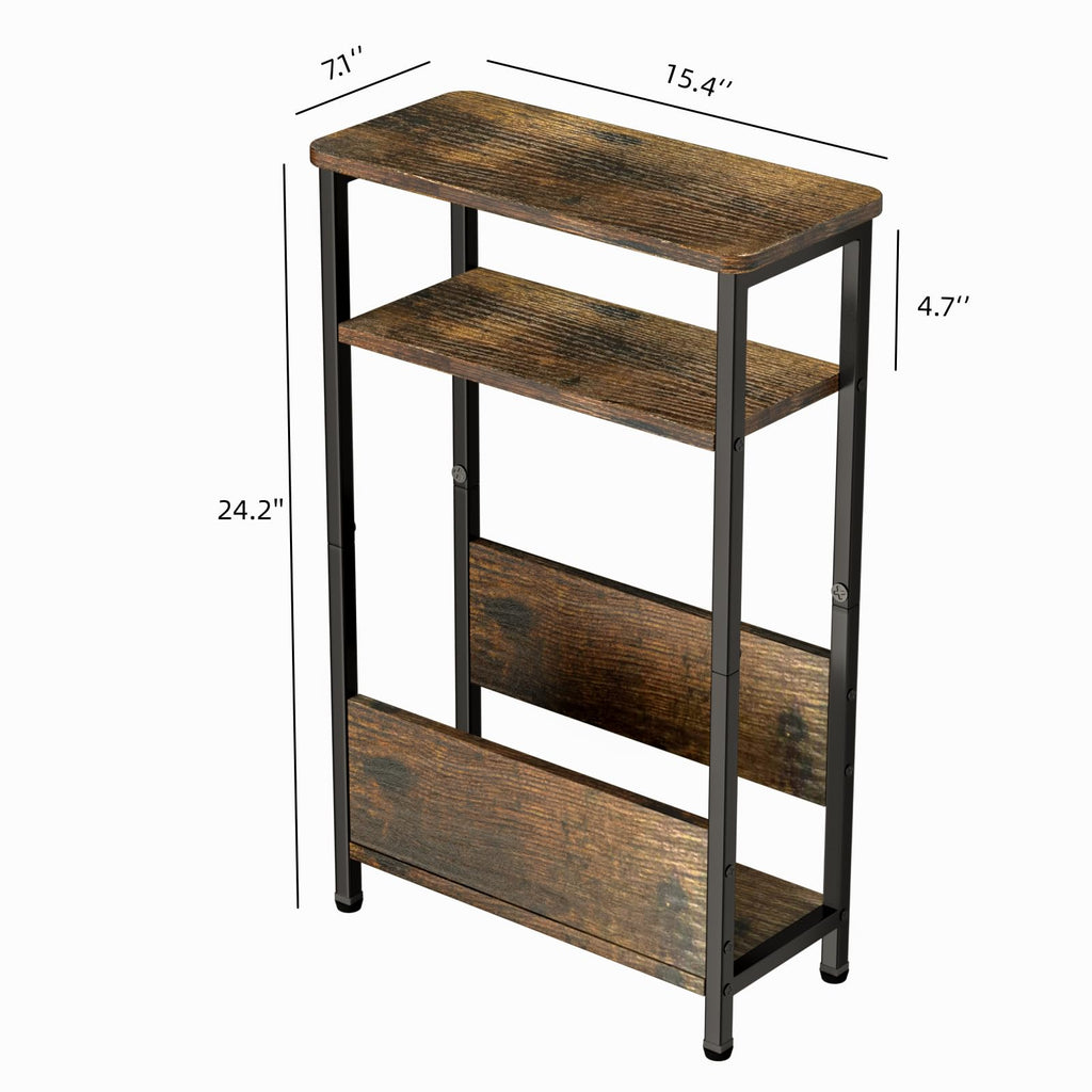 7.1" Narrow 3 Tier Side Table with Magazine Holder Q106