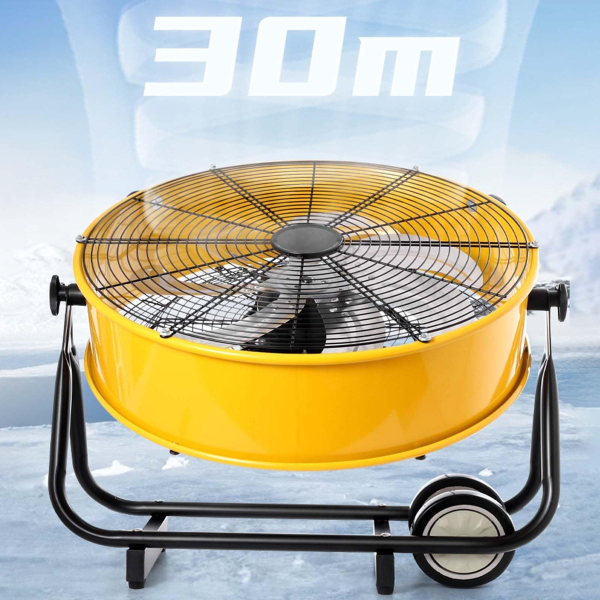 Heavy Duty Floor Drum Fan 3-Speed 360° Tilt Metal E909
