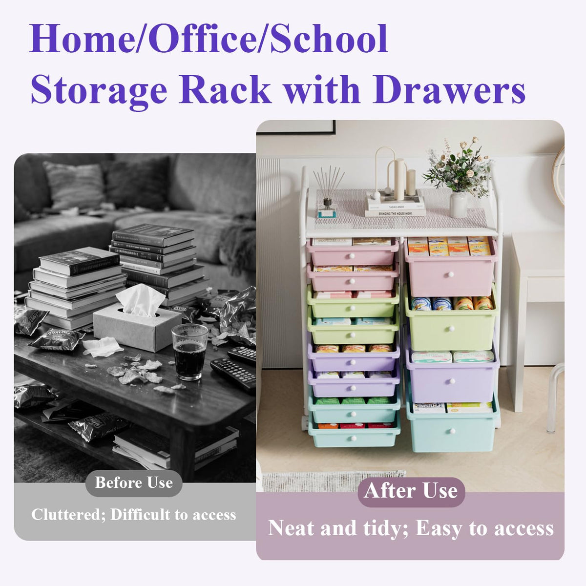 6 Drawers Rolling Storage Cart with Metal Frame B315