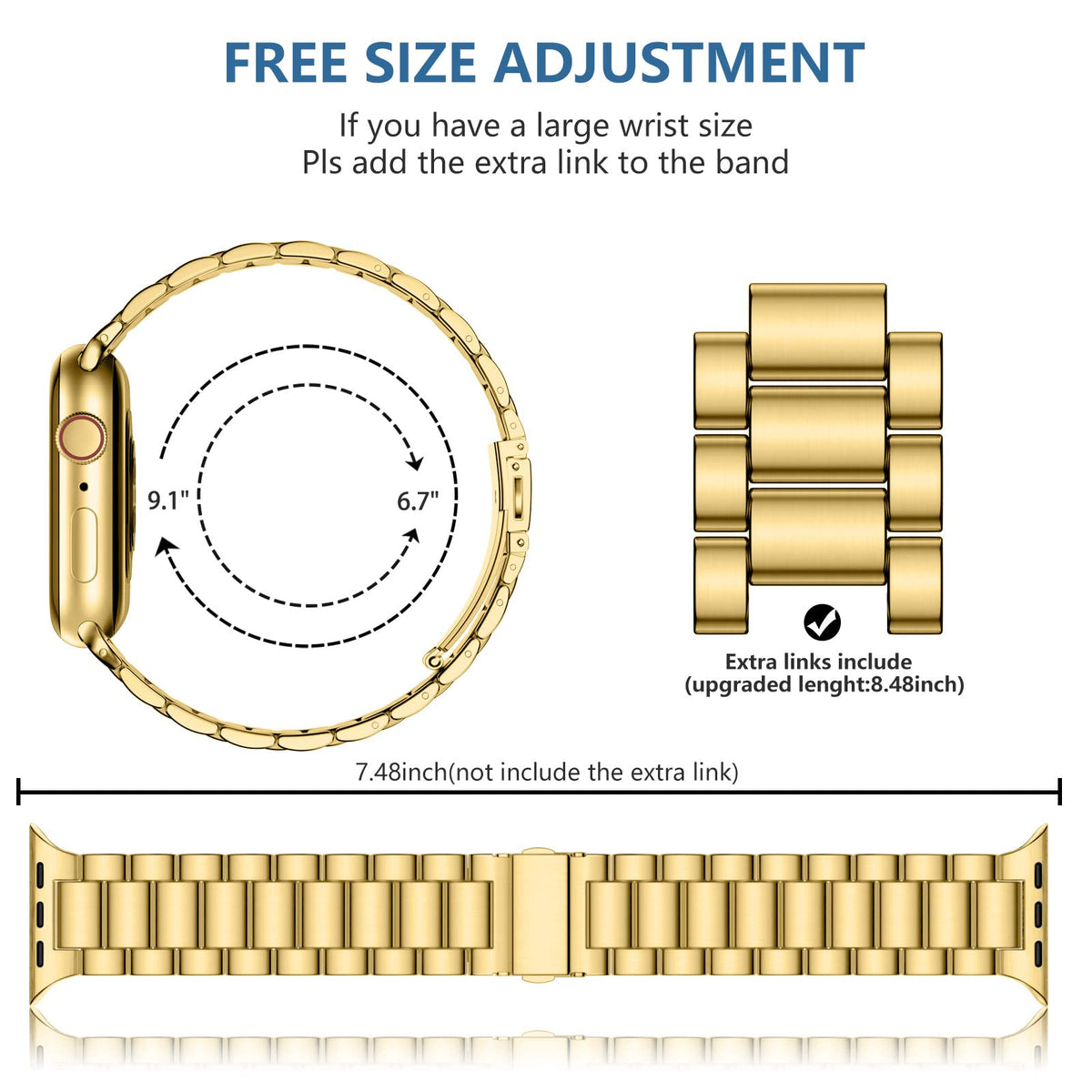 Compatible with Apple Watch Band Stainless Steel Metal Band with 2 Pack Protective Cover Case O810