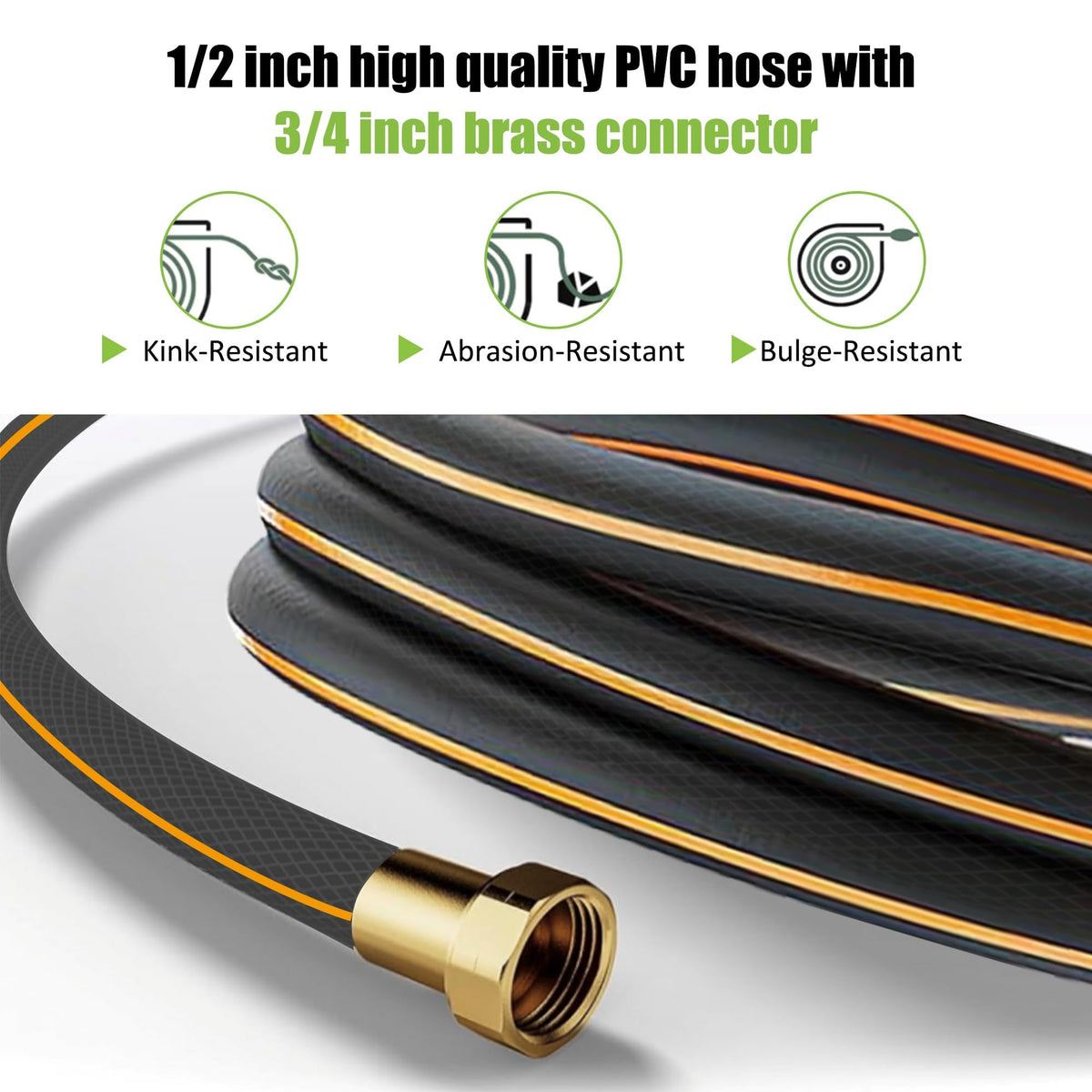 Retractable Garden Hose Reel, 1/2 in x 100 ft Wall Mounted Heavy Duty with 9 Patterns Nozzle Q4552