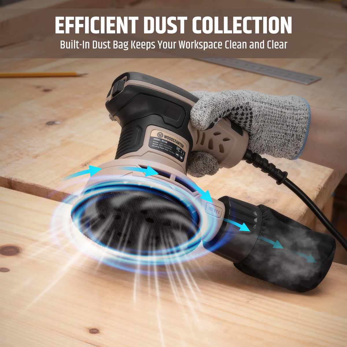 5-Inch Variable Speed Random Orbital Sander with Dust Bag N3074