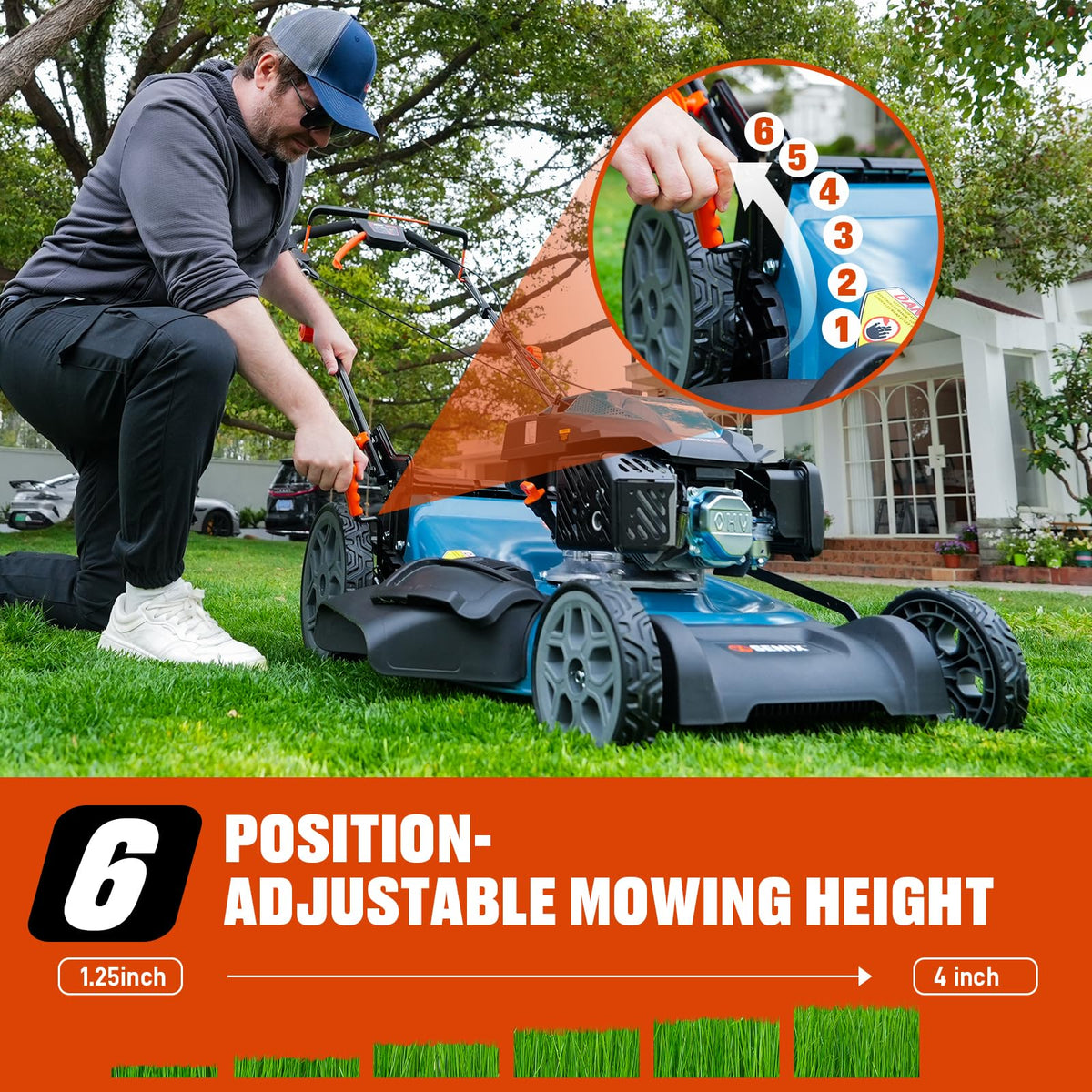 22" 3-in-1 Variable Speed Self Propelled Gas Lawn Mower L9972