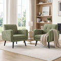 Olive Green Chenille Upholstered Accent Chairs Set of 2 O414878