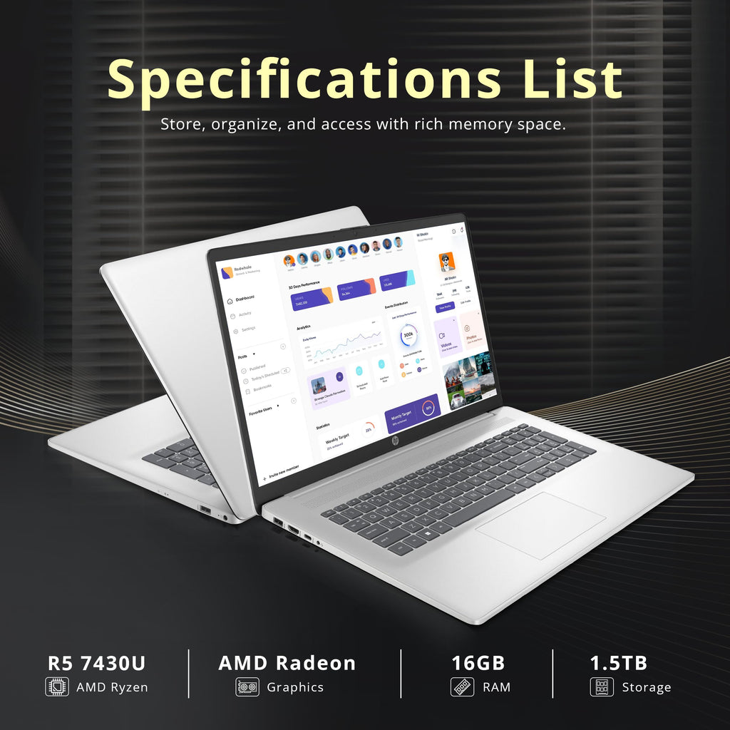 17.3" HD+ Touchscreen Laptop, AMD Ryzen 5, 16GB RAM, 1.5TB Storage, Silver A884571