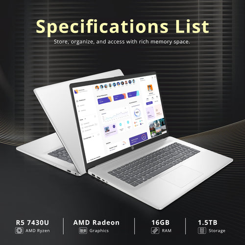 17.3" HD+ Touchscreen Laptop, AMD Ryzen 5, 16GB RAM, 1.5TB Storage, Silver A884571