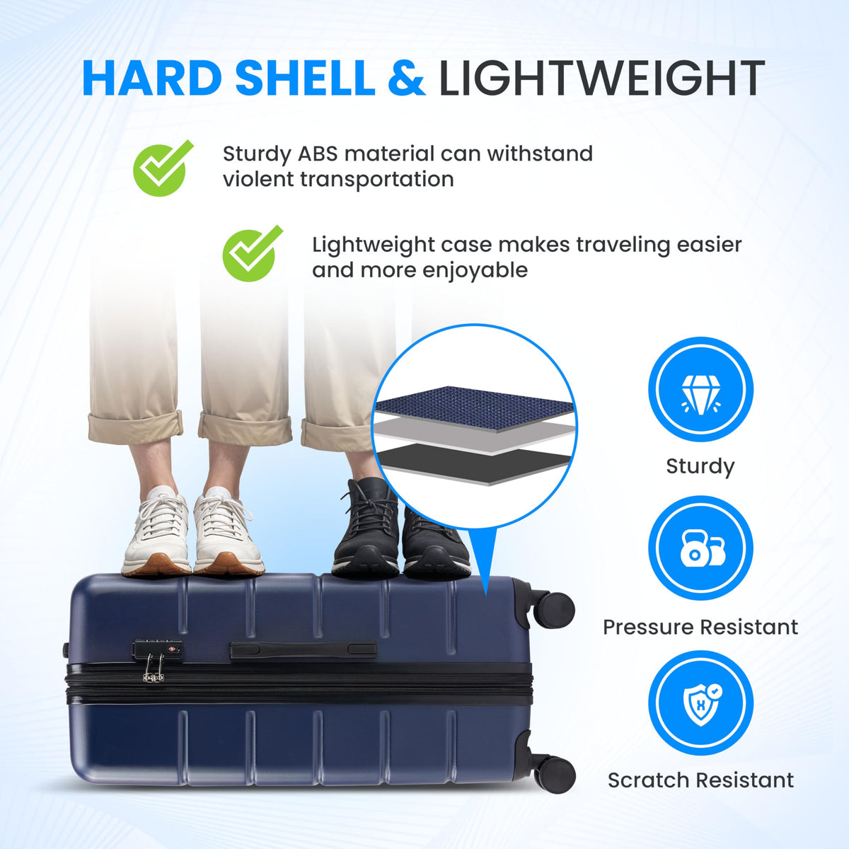 20 Inch Expandable Hardside Carry On with Spinner Wheels Blue X17067