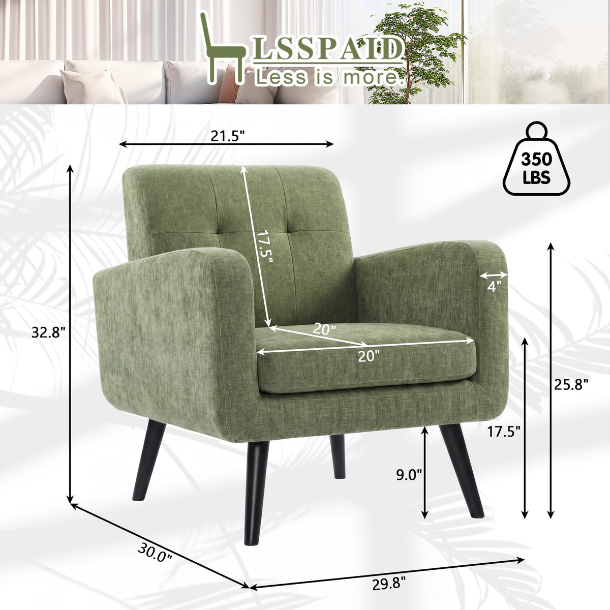 Olive Green Chenille Upholstered Accent Chairs Set of 2 O414878